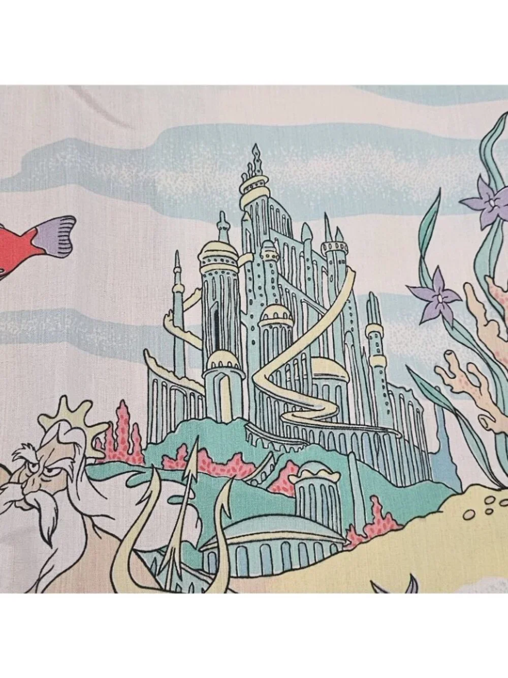 VTG 90s The Little Mermaid Sheet Set Twin Size Disney Ariel Fabric Material